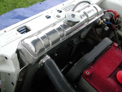 Ralloy Classic Top Alloy Radiator fitted to a Group 4 Mk1 BDA Escort (polished by owner)