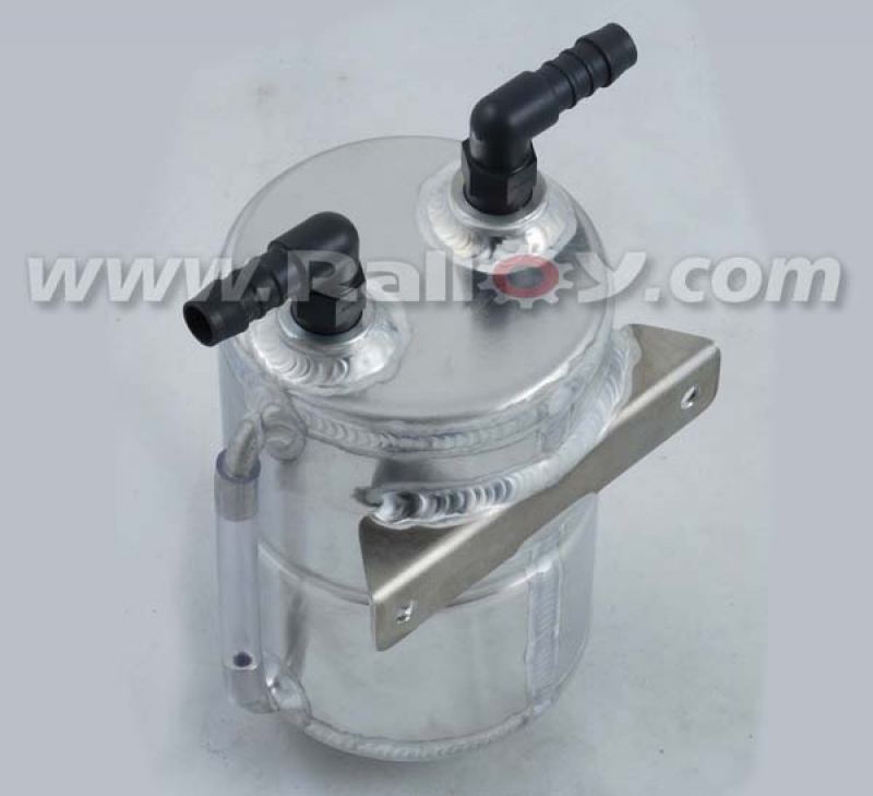 RAL055B 1 LTR Round alloy catch tank - 2 x 1/2" fittings